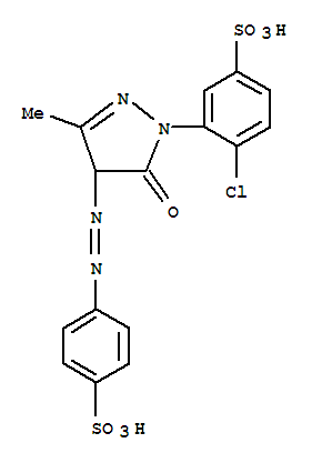 Structure of 1-(2-CHLORO-5-SULFOPHENYL)-3-METHYL-4-(4-SULFOPHENYL)AZO-2-PYRAZOLIN-5-ONE DISODIUM SALT