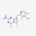 4-Chloro-5-iodo-7-(4-methoxy-3,5-dimethylpyridin-2-ylmethyl)-7H-pyrrolo[2,3-d]pyrimidin-2-ylamine结构式