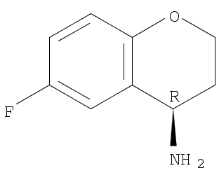 Structure of 2H-1-Benzopyran-4-amine, 6-fluoro-3,4-dihydro-, (4R)-