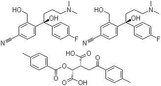 Structure of 4-[(1S)-(4-Dimethylamino)-1-(4-fluotophenyl)-1-hydroxybutyl]-3-(hydroxymethyl)benzonitrile (2R,3R)-2,3-bis[(4-methylbenzoyl)oxy]butanedioic acid