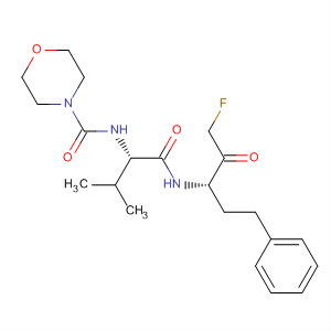 Structure of 4-Morpholinecarboxamide,N-[(1S)-1-[[[(1S)-3-fluoro-2-oxo-1-(2-phenylethyl)propyl]amino]carbonyl]-2-methylpropyl]-
