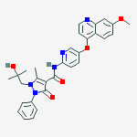 Structure of 2,3-dihydro-1-(2-hydroxy-2-methylpropyl)-N-[5-[(7-methoxy-4-quinolinyl)oxy]-2-pyridinyl]-5-methyl-3-oxo-2-phenyl-1H-Pyrazole-4-carboxamide