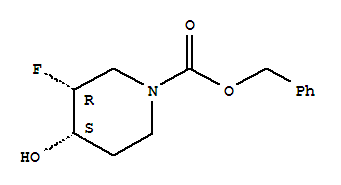 cis-3-Fluoro-4-hydroxypiperidine-1-carboxylicacid benzyl ester结构式