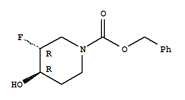 Structure of 1-Piperidinecarboxylicacid, 3-fluoro-4-hydroxy-, phenylmethyl ester,(3R,4R)-rel-