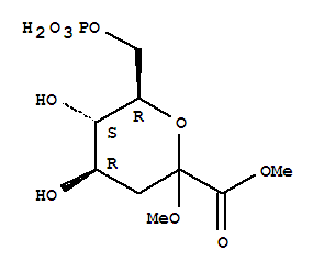 Methyl(methyl3-deoxy-D-arabino-hept-2-ulopyranosid)onate-7-phosphate结构式