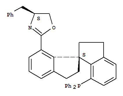 Structure of Oxazole,2-[(1S)-7'-(diphenylphosphino)-2,2',3,3'-tetrahydro-1,1'-spirobi[1H-inden]-7-yl]-4,5-dihydro-4-(phenylmethyl)-,(4S)-