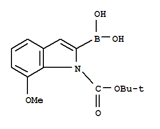 1-BOC-7-甲氧基吲哚-2-硼酸结构式