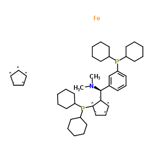 Structure of (S)-(+)-[(R)-2-DICYCLOHEXYLPHOSPHINOFERROCENYL](N,N-DIMETHYLAMINO)(2-DICYCLOHEXYLPHOSPHINOPHENYL)METHANE