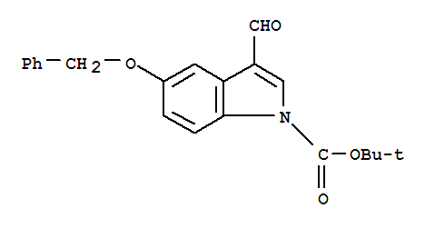1H-Indole-1-carboxylicacid, 3-formyl-5-(phenylmethoxy)-, 1,1-dimethylethyl ester结构式