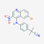 Structure of Benzeneacetonitrile, 4-[(6-bromo-3-nitro-4-quinolinyl)amino]-a,a-dimethyl-