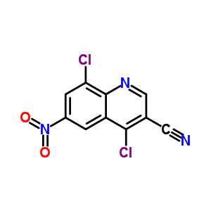 4,8-二氯-6-硝基喹啉-3-甲腈结构式