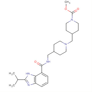 Chemical structure of 1-Piperidinecarboxylic acid,4-[[4-[[[[2-(1-methylethyl)-1H-benzimidazol-7-yl]carbonyl]amino]methyl]-1-piperidinyl]methyl]-, methyl ester