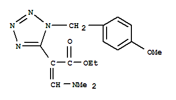 Structure of 3-DIMETHYLAMINO-2-[1-(4-METHOXY-BENZYL)-1H-TETRAZOL-5-YL]-ACRYLIC ACID ETHYL ESTER