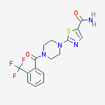 Structure of 2-(4-(2-(TrifluoroMethyl)benzoyl)piperazin-1-yl)thiazole-5-carboxaMide