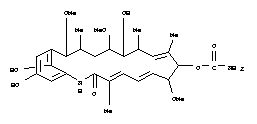 (15R)-18,21-Didehydro-17-demethoxy-18,21-dideoxo-18,21-dihydroxy-15-methoxygeldanamycin结构式