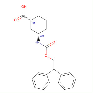 Structure of Cyclohexanecarboxylic acid,3-[[(9H-fluoren-9-ylmethoxy)carbonyl]amino]-, (1R,3S)-rel-
