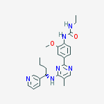 Structure of (S)-1-ethyl-3-(2-methoxy-4-(5-methyl-4-((1-(pyridin-3-yl)butyl)amino)pyrimidin-2-yl)phenyl)urea