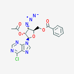6-Chloro-9-(2-O-acetyl-5-O-benzoyl-3-azido-3-deoxy-beta-D-ribofuranosyl)-9H-purine结构式