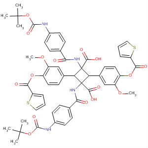 Structure of 1,3-Cyclobutanedicarboxylic acid,1,3-bis[[4-[[(1,1-dimethylethoxy)carbonyl]amino]benzoyl]amino]-2,4-bis[3-methoxy-4-[(2-thienylcarbonyl)oxy]phenyl]-