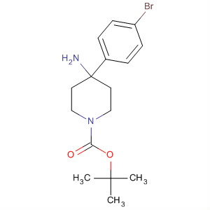 Structure of 1-Piperidinecarboxylic acid, 4-amino-4-(4-bromophenyl)-,1,1-dimethylethyl ester