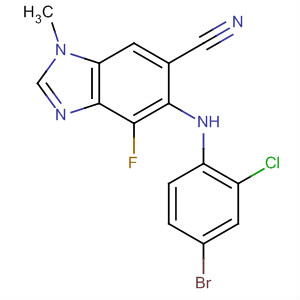 Structure of 1H-Benzimidazole-6-carbonitrile,5-[(4-bromo-2-chlorophenyl)amino]-4-fluoro-1-methyl-