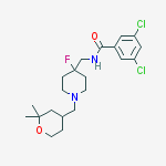 Structure of 3,5-dichloro-N-({1-[(2,2-dimethyltetrahydro-2H-pyran-4-yl)methyl]-4-fluoropiperidin-4-yl}methyl)benzamide