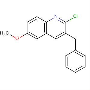 Structure of Quinoline, 2-chloro-6-methoxy-3-(phenylmethyl)-