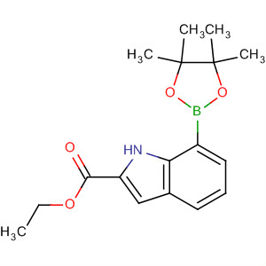 Structure of 1H-INDOLE-2-CARBOXYLIC ACID, 7-(4,4,5,5-TETRAMETHYL-1,3,2-DIOXABOROLAN-2-YL)-, ETHYL ESTER