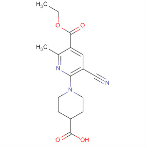 Structure of 3-Pyridinecarboxylic acid,6-(4-carboxy-1-piperidinyl)-5-cyano-2-methyl-, ethyl ester