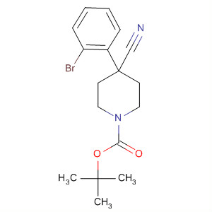 Structure of 1-Piperidinecarboxylic acid, 4-(2-bromophenyl)-4-cyano-,1,1-dimethylethyl ester