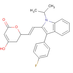 Structure of 2H-Pyran-2-one,6-[(1E)-2-[3-(4-fluorophenyl)-1-(1-methylethyl)-1H-indol-2-yl]ethenyl]-5,6-dihydro-4-hydroxy-