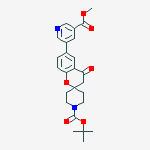 Structure of tert-butyl 6-(5-methoxycarbonyl-3-pyridyl)-4-oxo-spiro[chromane-2,4'-piperidine]-1'-carboxylate