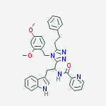 Chemical structure of N-[(1R)-1-[4-[(2,4-DIMETHOXYPHENYL)METHYL]-5-(2-PHENYYLETHYL)-4H-1,2,4-TRIAZOL-3-YL]-2-(1H-INDOL-3-YL)ETHYL]-2-PYRIDINECARBOXAMIDE