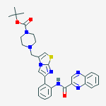 Structure of 4-[[6-[2-[(2-quinoxalinylcarbonyl)amino]phenyl]imidazo [2,1-b]thiazol-3-yl]methyl]-1-Piperazine carbocylic acid 1,1-dimethylethyl ester