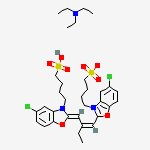 Structure of 5-CHLORO-2-(2-[(5-CHLORO-3-(4-SULFOBUTYL)-2(3H)- BENZOXAZOLYLIDENE)METHYL]-1-BUTENYL)-3-(4-SULFOBUTYL)-BENZOXAZOLIUM HYDROXIDE, INNER SALT TRIETHYLAMIN E SALT