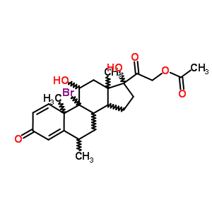 (6alpha,11beta)-9-bromo-11,17-dihydroxy-6-methyl-3,20-dioxopregna-1,4-dien-21-yl acetate结构式