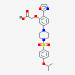 Structure of 2-[2-(1,3-oxazol-2-yl)-5-[4-(4-propan-2-yloxyphenyl)sulfonylpiperazin-1-yl]phenoxy]acetic Acid