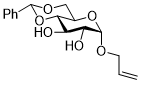 2-丙烯基 4,6-O-亚苄基-α-D-吡喃葡萄糖苷结构式