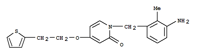 Structure of 1-(3-AMINO-2-METHYL-BENZYL)-4-(2-THIOPHEN-2-YL-ETHOXY)-2-PYRIDONE