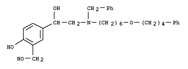4-(2-(苄基(6-(4-苯基丁氧基)己基)氨基)-1-羟基乙基)-2-(羟甲基)苯酚结构式
