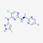 5-氯-N2-[(1S)-1-(5-氟-2-嘧啶基)乙基]-N4-(5-甲基-1H-吡唑-3-基)-2,4-嘧啶二胺结构式