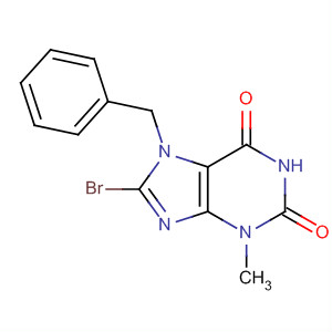 Structure of 1H-Purine-2,6-dione, 8-bromo-3,7-dihydro-3-methyl-7-(phenylmethyl)-