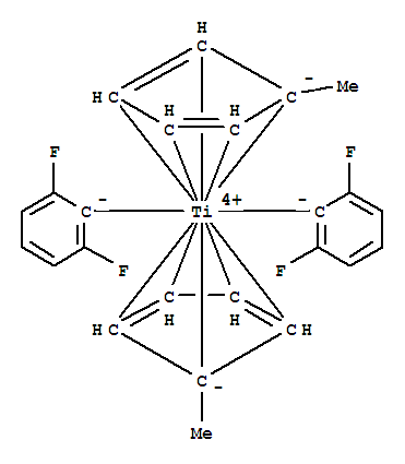 Structure of Titanium, bis(2,6-difluorophenyl)bis(1,2,3,4,5-.eta.)-1-methyl-2,4-cyclopentadien-1-yl-