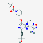 Structure of (S)-tert-butyl 3-((2-(4-amino-1,2,5-oxadiazol-3-yl)-1-ethyl-4-(3-hydroxy-3-methylbut-1-ynyl)-1H-imidazo[4,5-c]pyridin-7-yloxy)methyl)piperidine-1-carboxylate