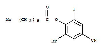 Structure of 2-bromo-4-cyano-6-iodophenyl octanoate