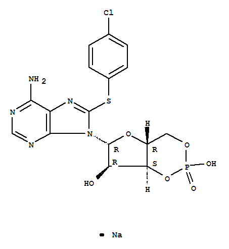 8-(4-硫代氯苯基)腺苷-3,5-环状磷酸钠结构式