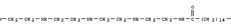 Structure of N-[2-[[2-[[2-[(2-aminoethyl)amino]ethyl]amino]ethyl]amino]ethyl]hexadecan-1-amide
