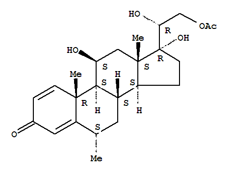 (20R)-11beta,17,20,21-tetrahydroxy-6alpha-methylpregna-1,4-dien-3-one 21-acetate结构式