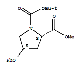 (2S,4S)-1-BOC-4-苯氧基-2-吡咯啉甲酸甲酯结构式
