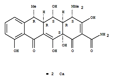 Structure of 2-Naphthacenecarboxamide,4-(dimethylamino)-1,4,4a,5,5a,6,11,12a-octahydro-3,5,10,12,12a-pentahydroxy-6-methyl-1,11-dioxo-,calcium salt (1:2), [4S-(4a,4aa,5a,5aa,6a,12aa)]-